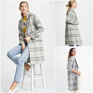 Madewell Gray Plaid Trench Coat